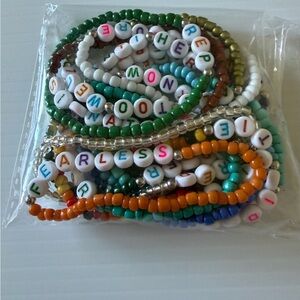 15 Colorful Letter Beaded Stretch Bracelet Set